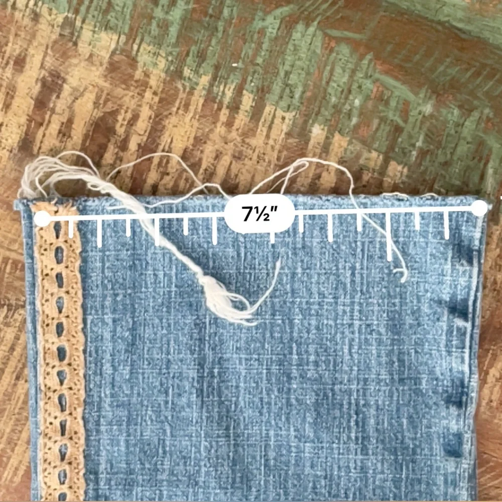 INC International Concepts Blue Jeans with Brown Lace Detail - Picture 6 of 8